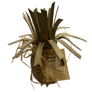 Handcrafted Pineapple Basket Woven Decor 5” Wide 10” Tall